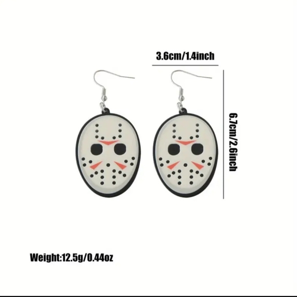 Acrylic Jason Mask Earrings - Picture 2 of 2
